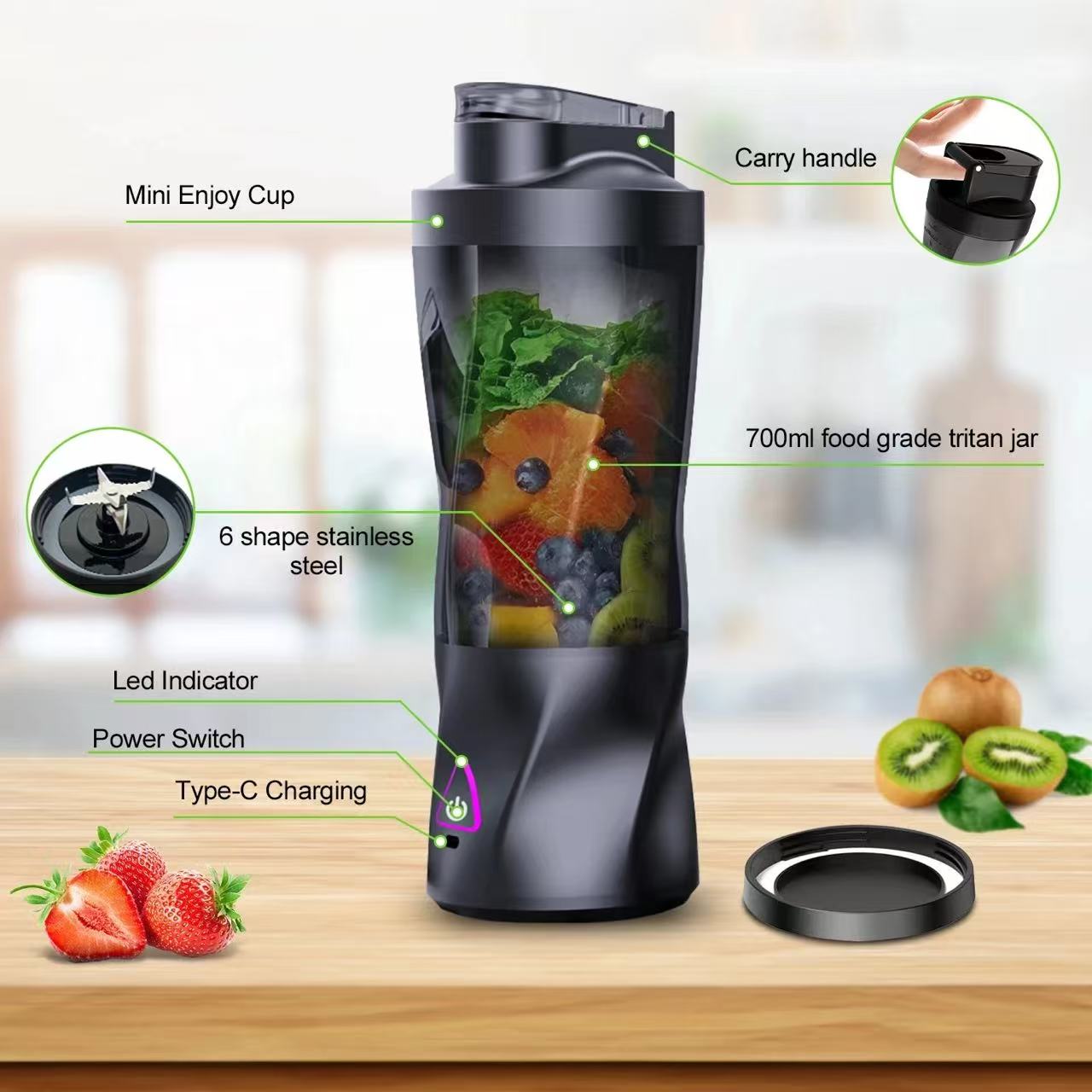 Portable Electric Juicer 700ML - Portable Blender Usb Rechargeable ulasan dan harga