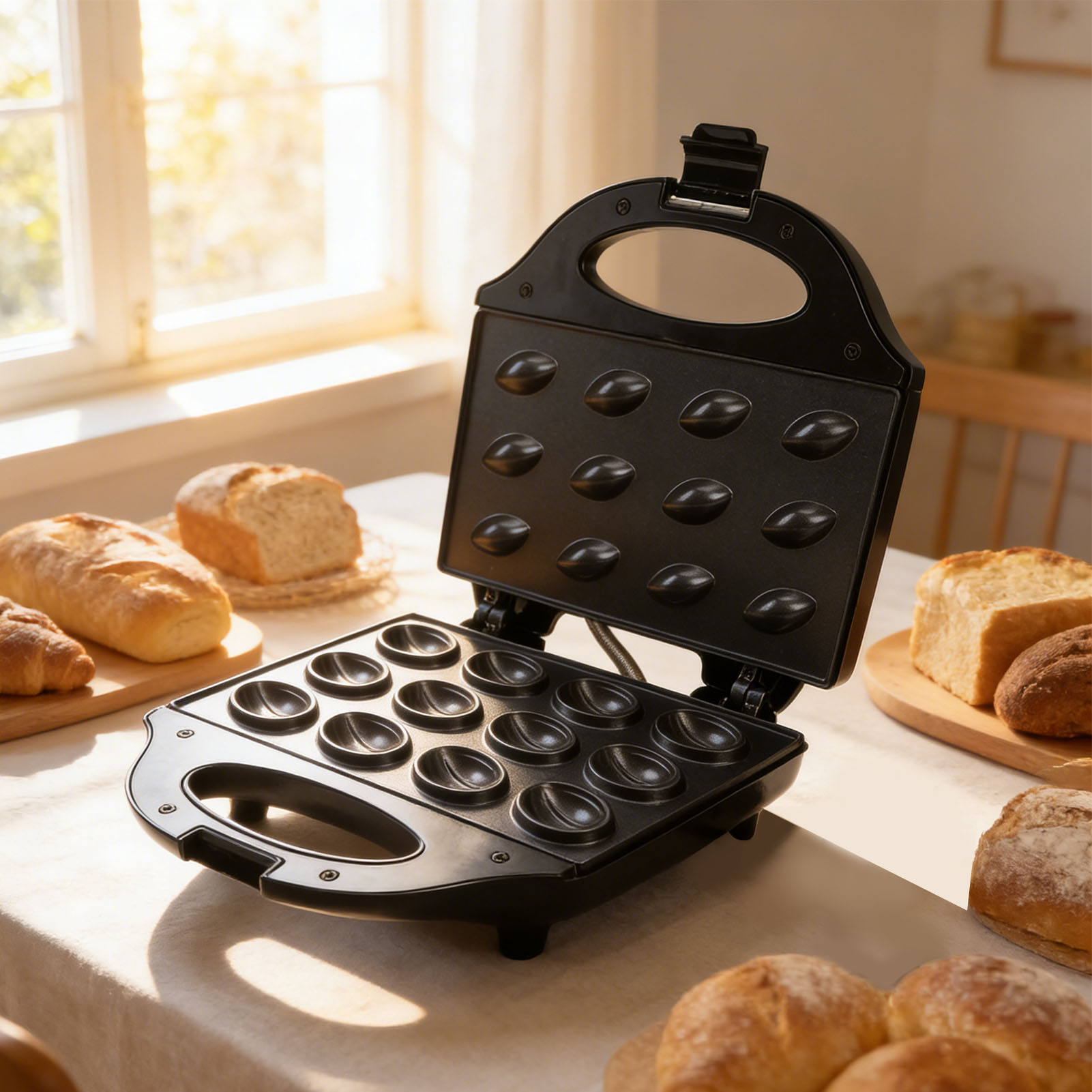 Walnut  Maker 750W 12 Capacity - Mini Waffle Maker Machine ulasan dan harga